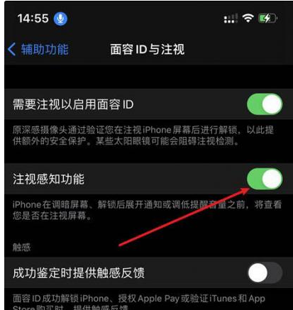 荆州苹果14维修网点分享iPhone14注视感知功能有什么用 